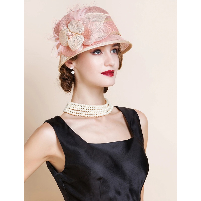 100% Linen Melbourne Cup Elegant Romantic Wedding With Feather Headpiece Headwear