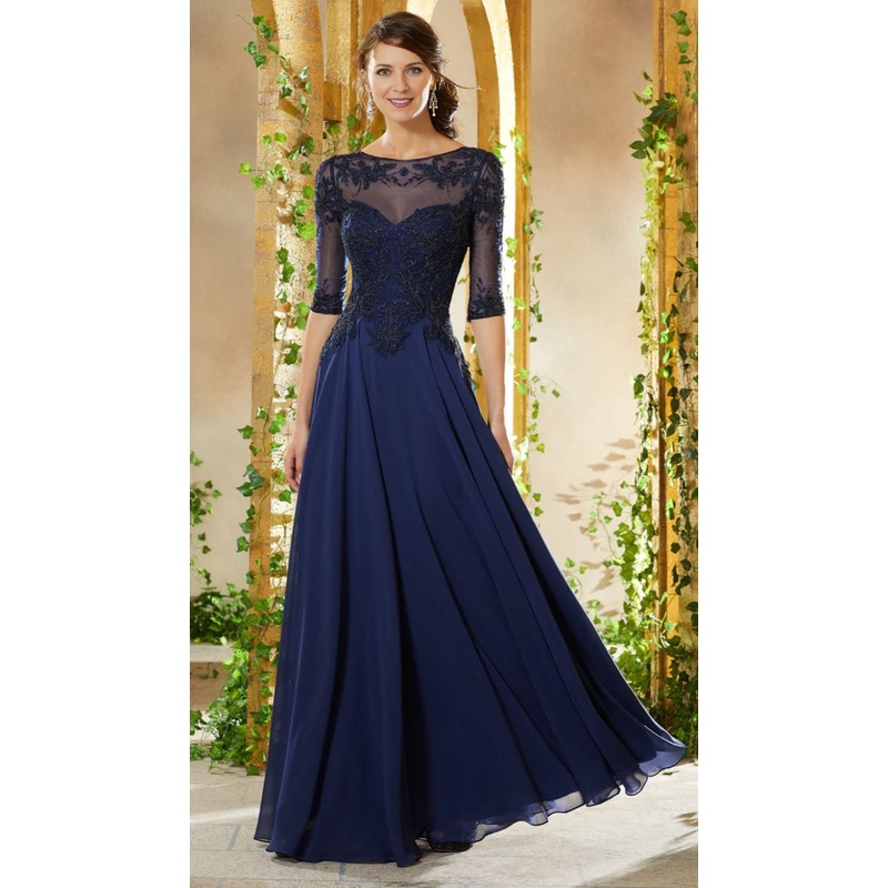 A-Line Chiffon Floor-length Mother of the Bride Dresse With Appliques