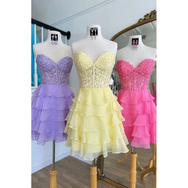 A Line Sweetheart Chiffon Short Homecoming Dresses