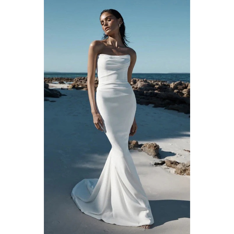 Mermaid Satin Sleeveless Wedding Dress With Sweep Train