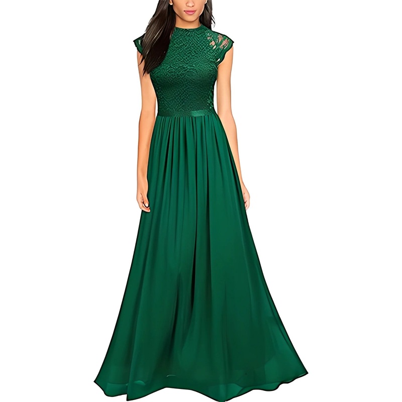 A Line Jewel Neck Sleeveless Floor-Length Bridesmaid Dresses with Lace