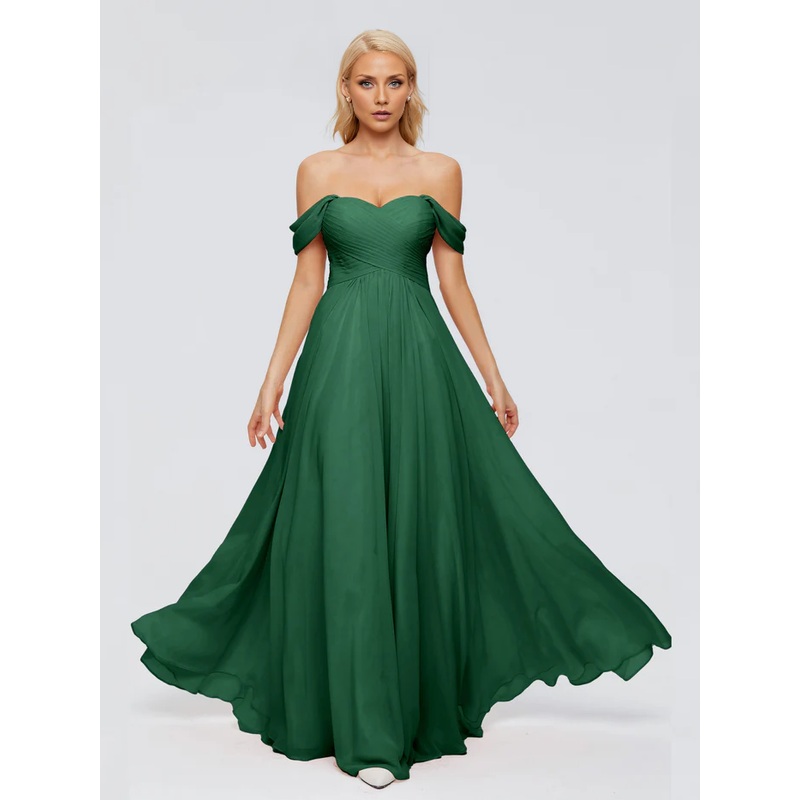 Off-The-Shoulder Chiffon Floor-length Bridesmaid Dresses