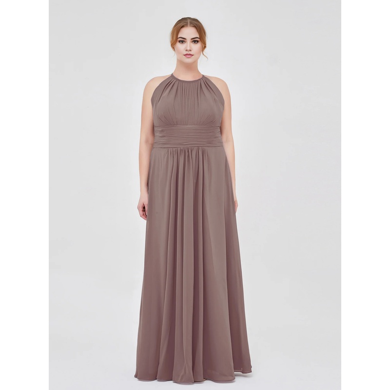 Halter Chiffon Maxi Dress Bridesmaid Dresses Dusk A-Line Long Dress