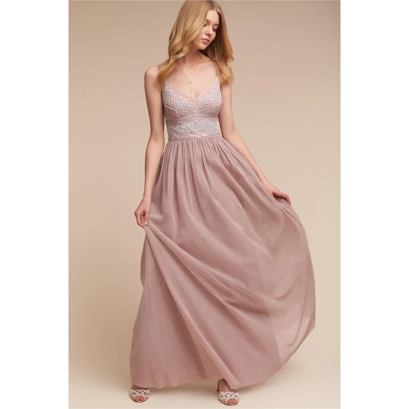 A-Line Spaghetti Strap Bridesmaid Dresses Beads Sequins Floor-length Party Dress