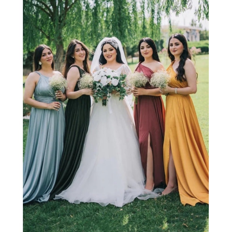 Boho Chiffon Floor-length Bridesmaid Dresses One Shoulder Split