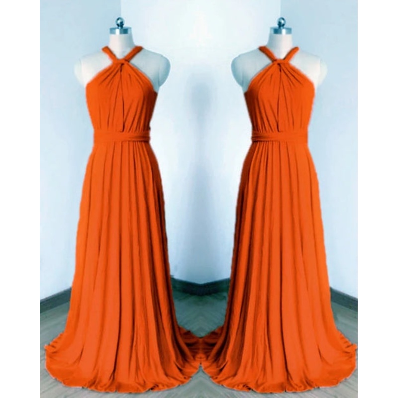Halter Cross Back Bridesmaid Dresses Boho A-Line Prom Dresses Wedding Guest Party Dresses
