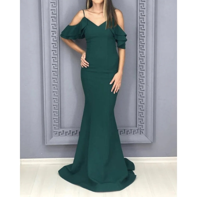 Mermaid Ruffles Off The Shoulder Bridesmaid Dresses With Sweep Train