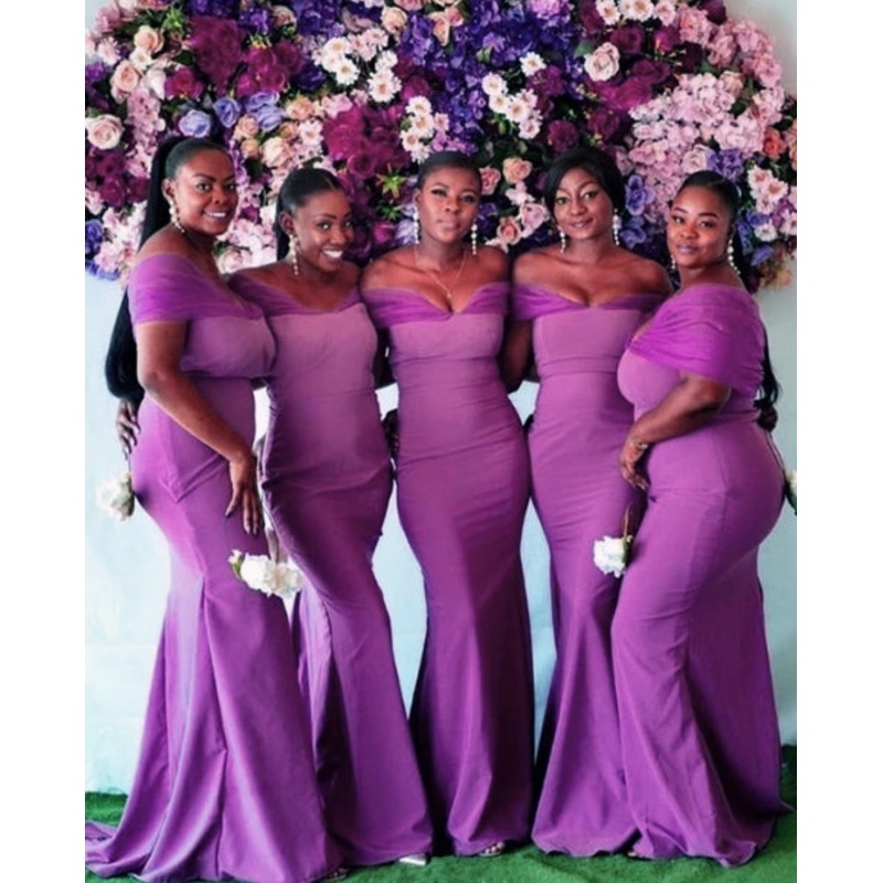 Mermaid Satin Bridesmaid Dresses Tulle Off Shoulder Sheath Wedding Guest Party Dresses