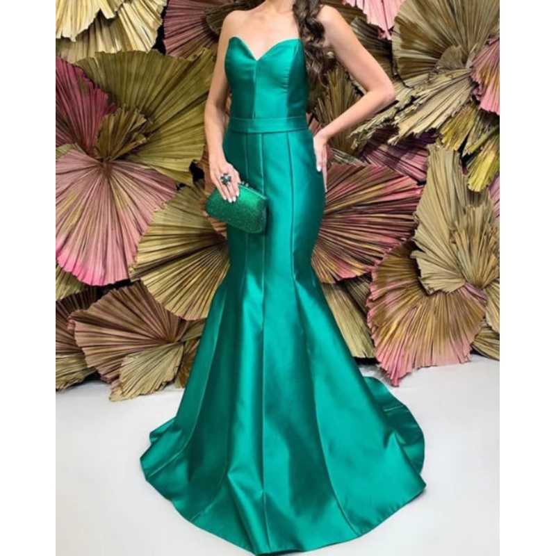 Mermaid Sweetheart Satin Dresses Strapless Floor-length Evening Dresses