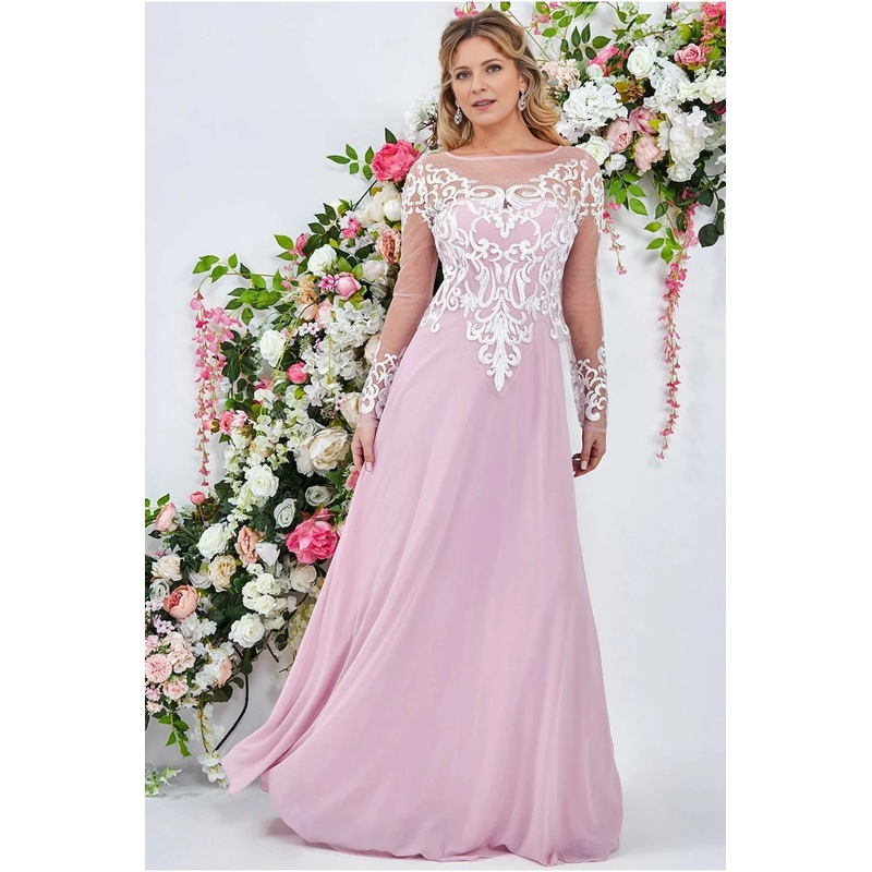 A-Line Embroidered Dress Blushing Pink Mother of the Bride Dresse Wedding Guest Party Dresses