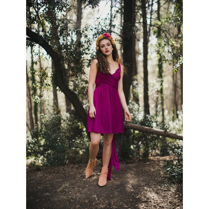 Cute A-Line Mini Dress Short Dress Convertible Wrap Bridesmaid Dress Wedding Guest Dress