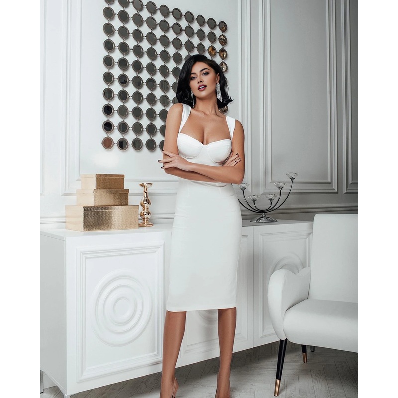 Short Bodycon Wedding Dress Ivory Mini White A-line Dress Black Tie Wedding Guest Dress
