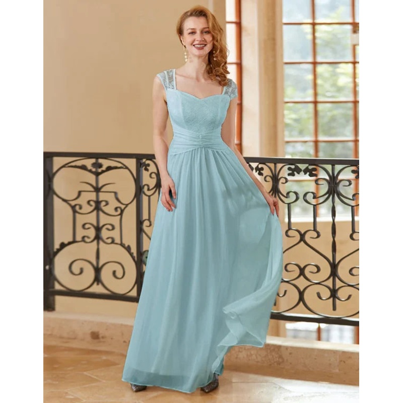 A Line Sweetheart Sky Blue Long Bridesmaid Dresses
