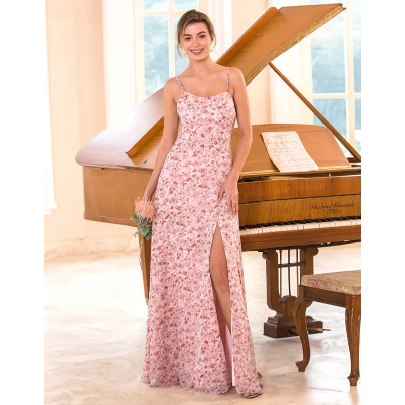 Bridesmaid Dress Pink Floral Print