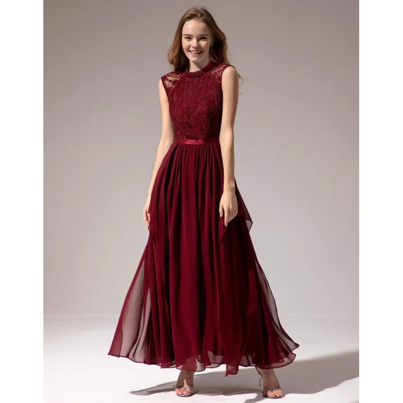 Burgundy Long Chiffon Bridesmaid Dresses