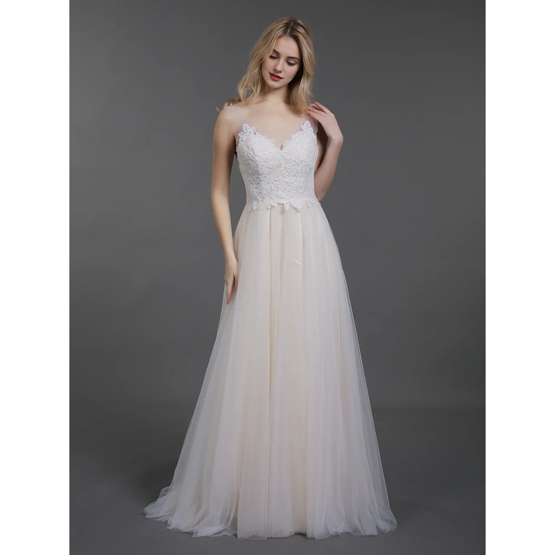 Lace tight corset sheer skirt trailing wedding dress