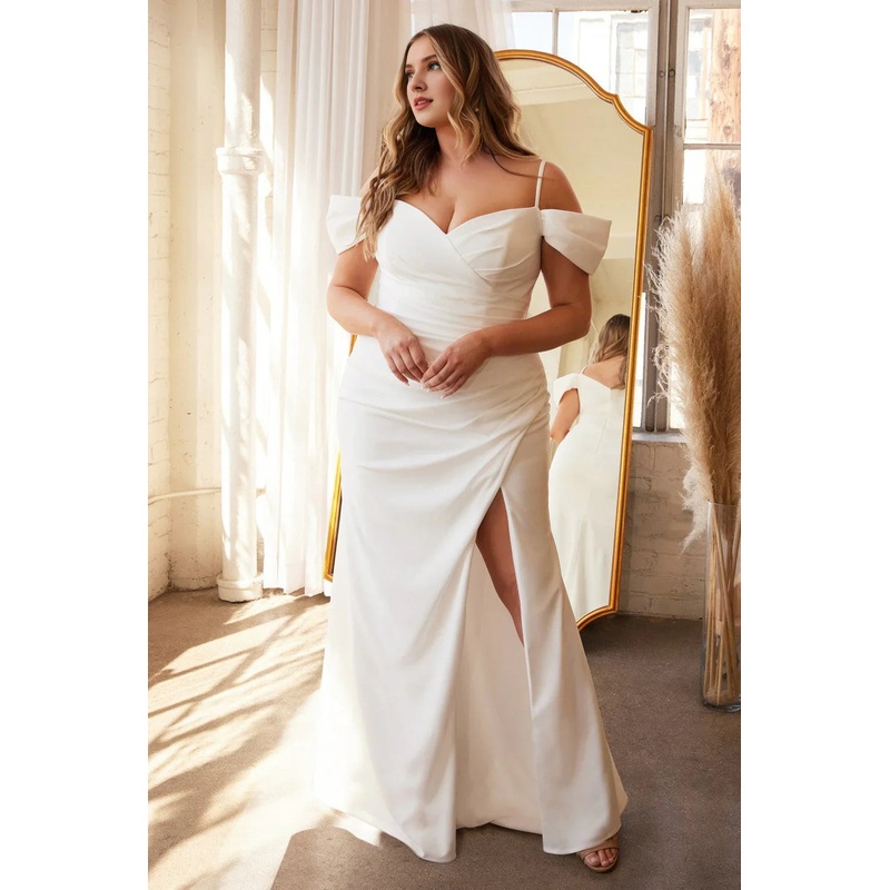 Large white long off shoulder sweetheart wedding dress